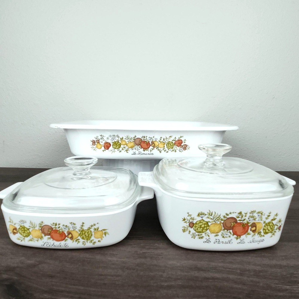 Corning Ware Spice O' Life Casserole Roaster A-21 A-1-B Romarin Persil Echalote